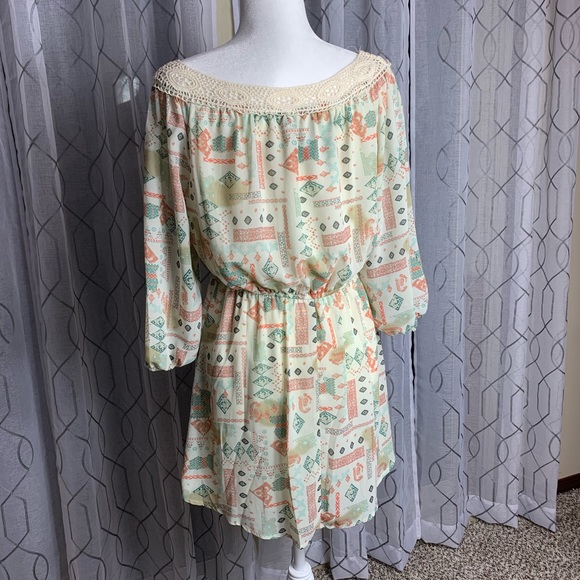 By HS Crochet and Tie Detail Elastic Waist Dress M - Picture 4 of 7